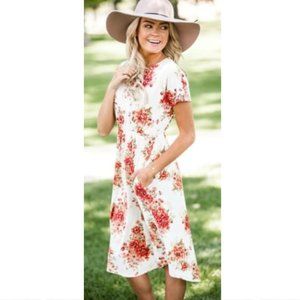 Fall Floral Midi Dress